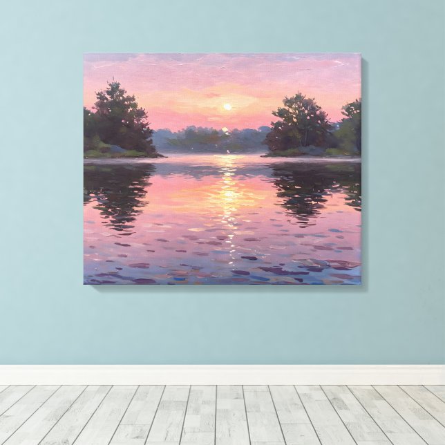 Lienzo Lake During Dusk Leinwanddruck (Insitu (Holzboden))