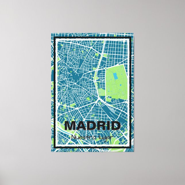 Lienzo mapa minimalista Madrid - Azul-verde Leinwanddruck (Vorderseite)
