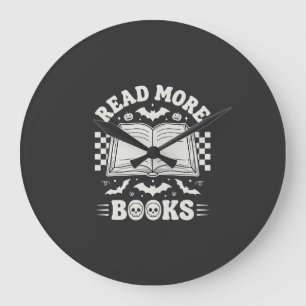 Lies Mehr Bücher Retro Halloween Buchliebhaber Große Wanduhr