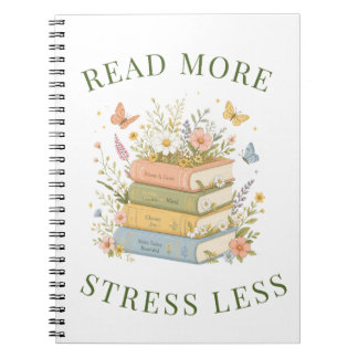 Lies Mehr, Stress Weniger Blumen Notizbuchcover Notizblock