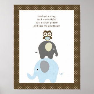 Lies mir eine Geschichte Eule Elefant Junge Kinder Poster