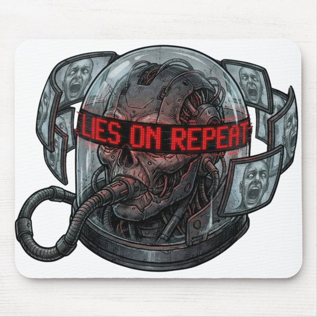 Lies On Repeat – Dystopian Propaganda Brainwash Mousepad (Vorne)