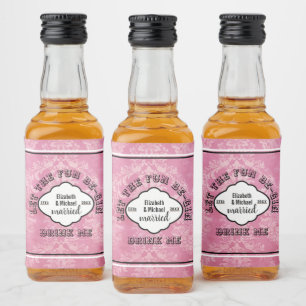 Ließt des Party Be-GIN - DRINK ME PINK Gastgeschen Alkoholflaschenetikett