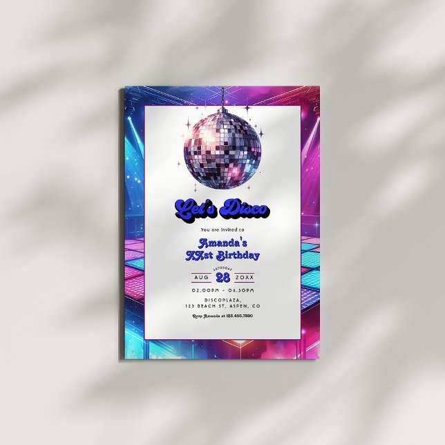Ließt Disco Retro Geburtstagsparty Einladung (Let’s Disco Retro Birthday Party Invitation)