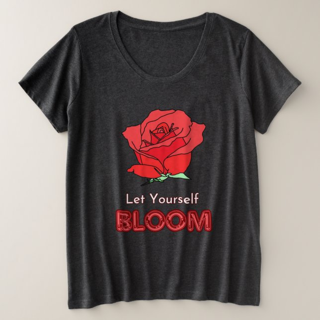 Ließt Rote Rose Blume Kunst Große Größe T-Shirt (Design vorne)