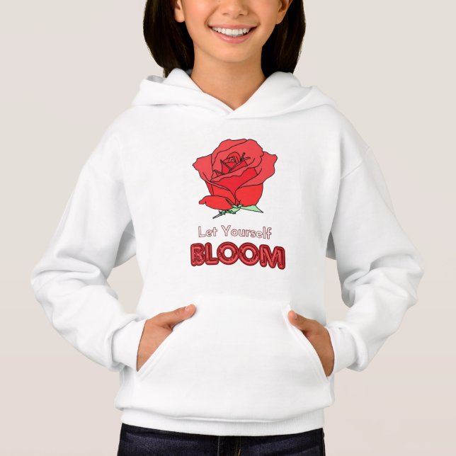 Ließt Rote Rose Blume Kunst Hoodie (Vorderseite)
