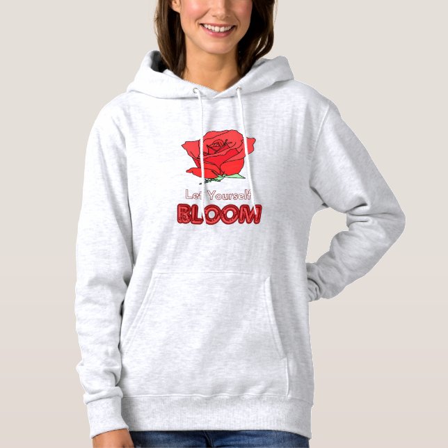 Ließt Rote Rose Blume Kunst Hoodie (Vorderseite)