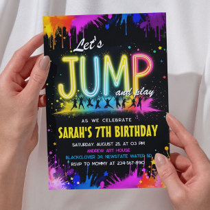 Ließt's Jump Party - Neon Splash Geburtstag Einladung