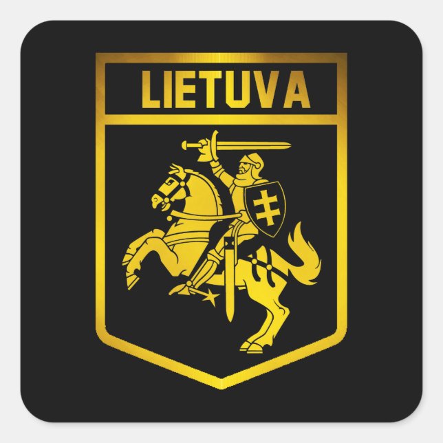 Lietuva Emblem Quadratischer Aufkleber (Vorderseite)