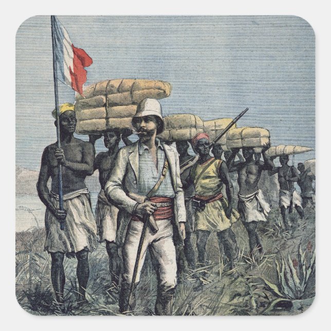 Lieutenant Mizon zu seiner Mission von 1892 Quadratischer Aufkleber (Vorderseite)