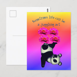 Life A Juggling Act Panda Bären Inspiration Postkarte