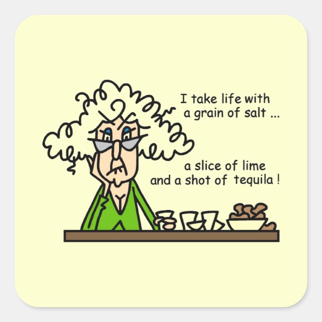 Life and Tequila Humor Quadratischer Aufkleber (Vorderseite)