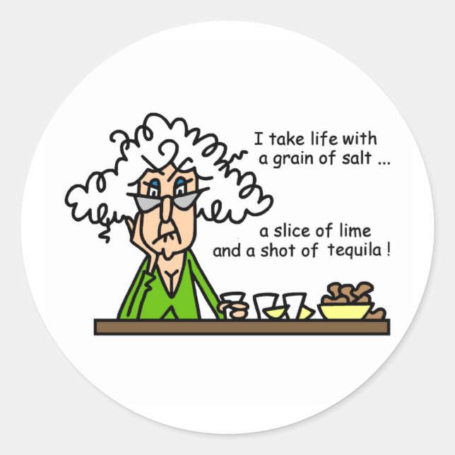 Life and Tequila Humor Runder Aufkleber (Vorderseite)