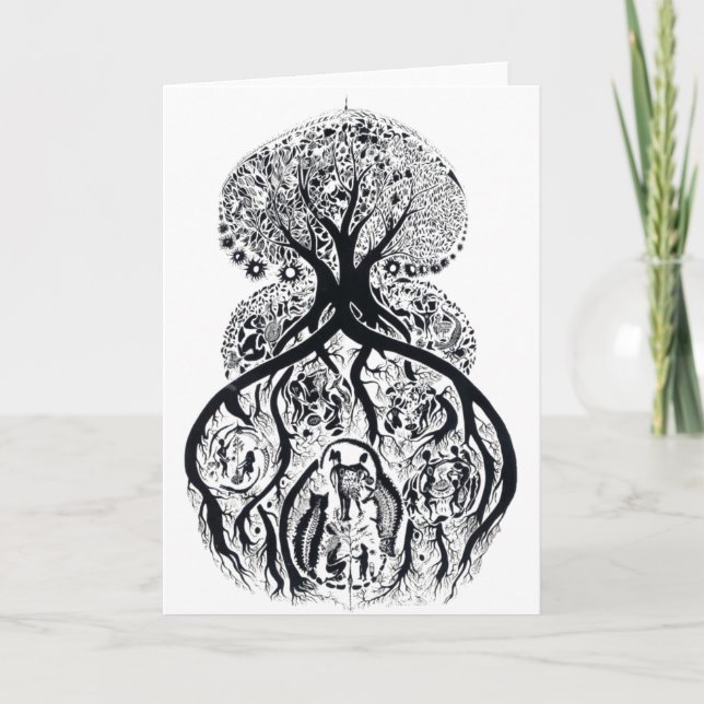 LIFE-BAUM - schwarz-weiß Karte (Vorderseite)