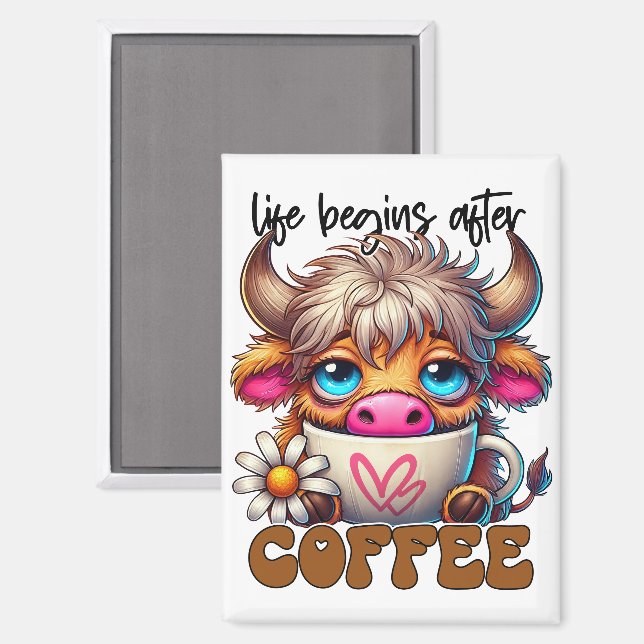 Life Begins After Coffee  Magnet (Vorderseite/Rückseite)