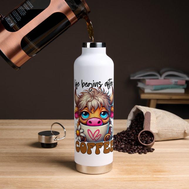 Life Begins After Coffee  Trinkflasche (Kaffee (gedreht))