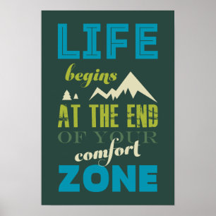 Life begins Inspirational Quote Typography Poster