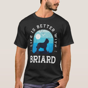 Life Better Briard Vintag Blue Dog Mama Vater T-Shirt