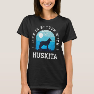 Life Better Huskita Vintag Blue Dog Mama Vater T-Shirt