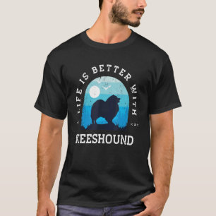 Life Better Keeshound Vintag Blue Dog Mama Vater T-Shirt