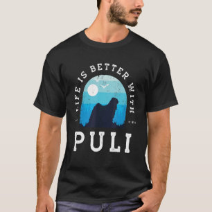Life Better Puli Vintag Blue Hund Mama Vater T-Shirt