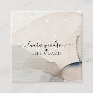 Life Coach Abstrakte Erdige Aquarell-Formen Quadratische Visitenkarte