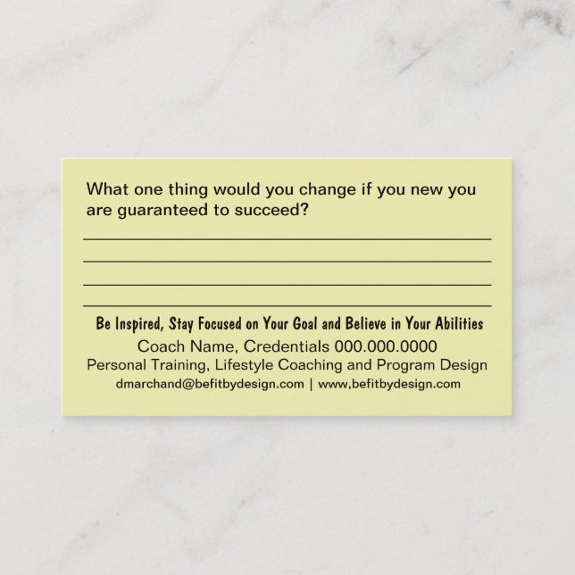 Life Coach Business Card Visitenkarte (Rückseite)
