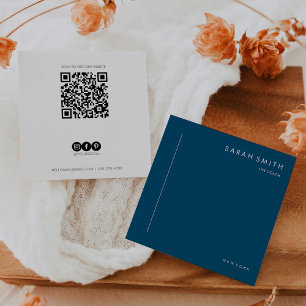 Life Coach Minimalistisch Blue White QR Code Quadratische Visitenkarte