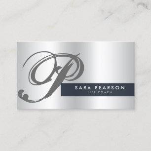 Life Coach Silver Monogram Business Card Visitenkarte