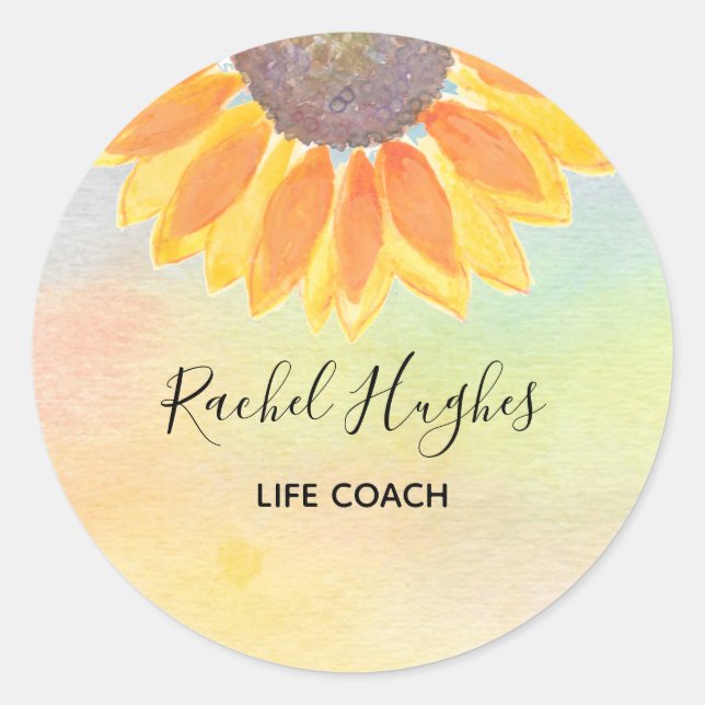 Life Coach Sonnenblume farbenfroh Runder Aufkleber (Vorderseite)