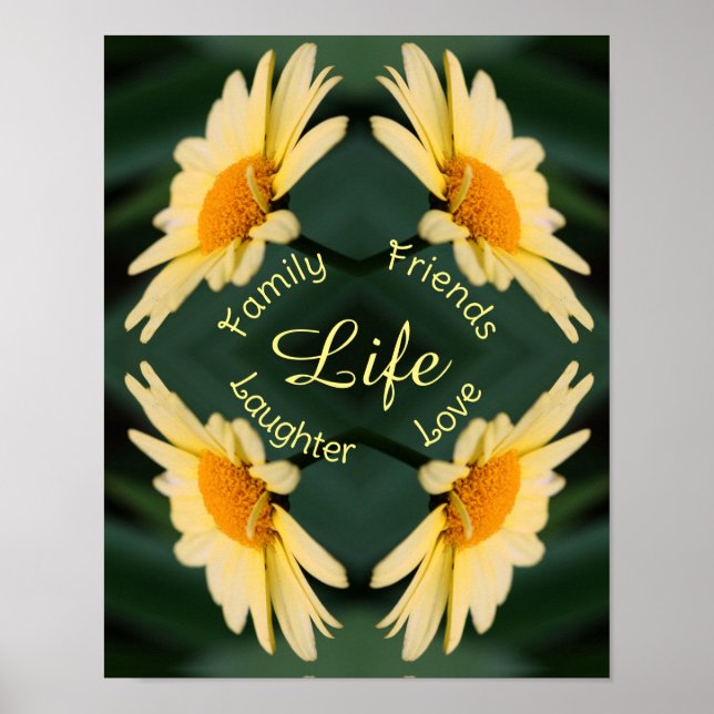Life Daisy Blume Abstrakt Inspiration Worte Poster (Vorne)
