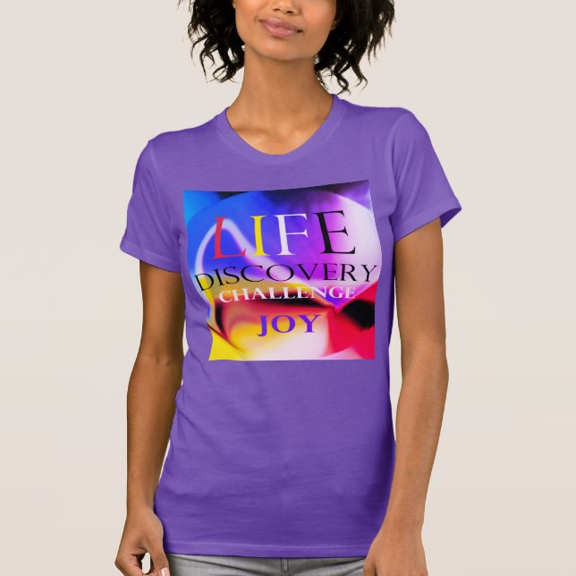 "Life Discovery Challenge" Blauer, gelber Magenta T-Shirt (Vorderseite)