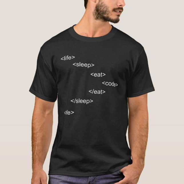 Life-Eat-Sleep-Code-Programmier-Nerd T-Shirt (Vorderseite)
