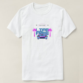 Life Free Neon Retro Car T-Shirt | Ästhetische Pal