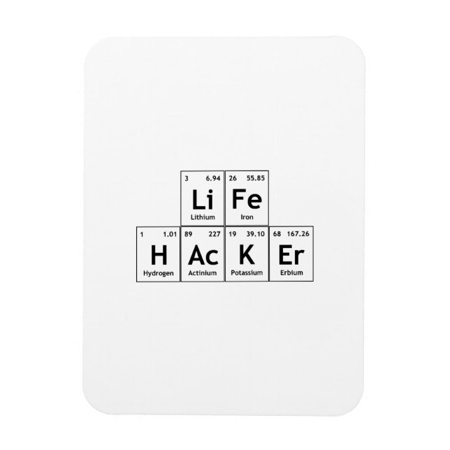 LiFe HAcKEr Chemische Elemente Regelmäßiges Tabell Magnet (Vertikal)