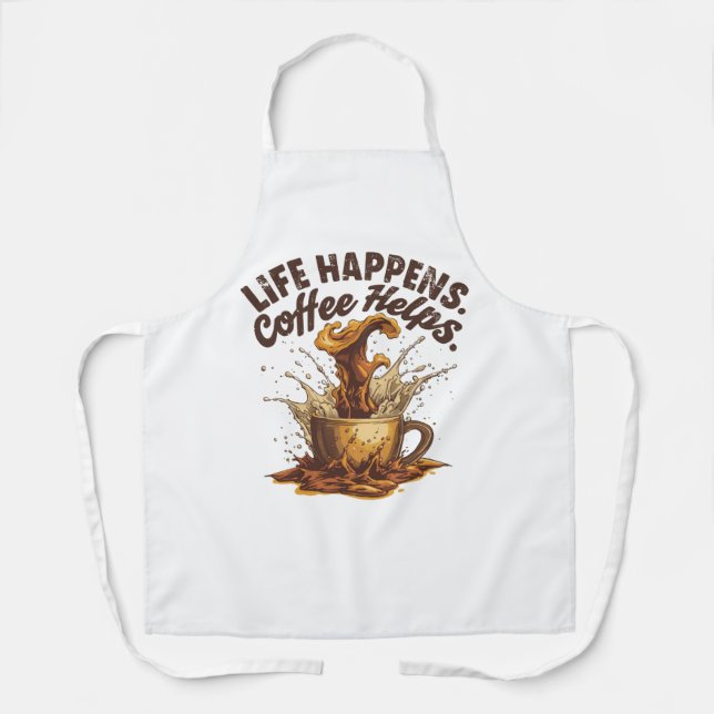 Life Happens Coffee HeAll-Over Print Apron, Medium Schürze (Vorderseite)