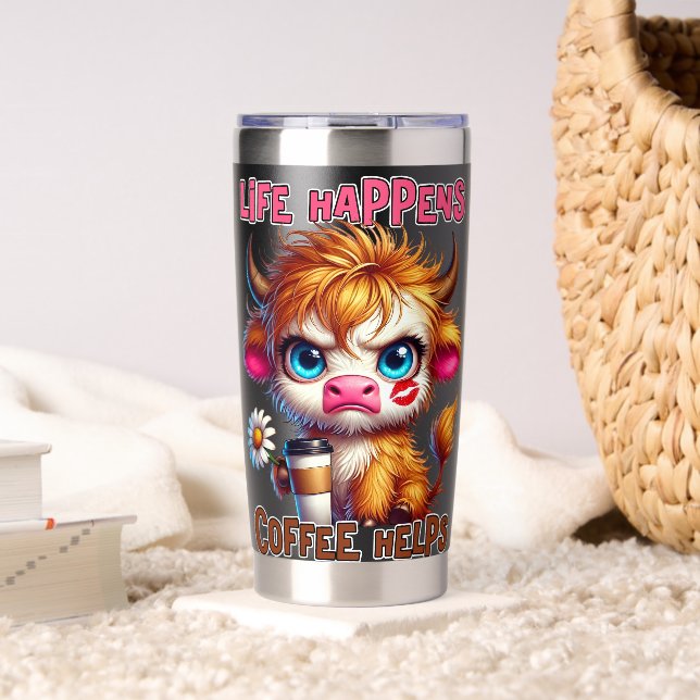 Life Happens Coffee Helps  Thermobecher (Wohnzimmer (gedreht))