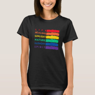 Life Healing Nature Harmoney Spirit Lgbtq Flag Lgb T-Shirt