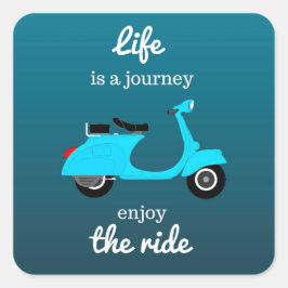 Life Inspiration Zitat Blue Ombre Quadratischer Aufkleber