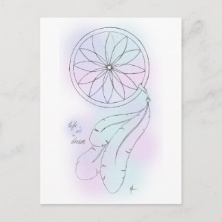 'Life Is A Dream' Pastel Dreamcatcher Postcard Postkarte