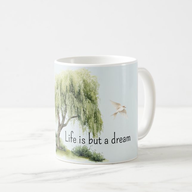 Life is a dream Tree Birds Kaffeetasse (VorderseiteRechts)
