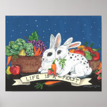 "Life is a Fest" Niedliches Bunny Rabbit Poster