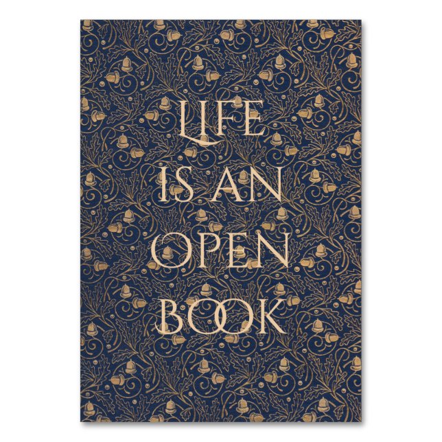 "Life is a Open Book"-Lesezeichen Tischnummer (Vorderseite)