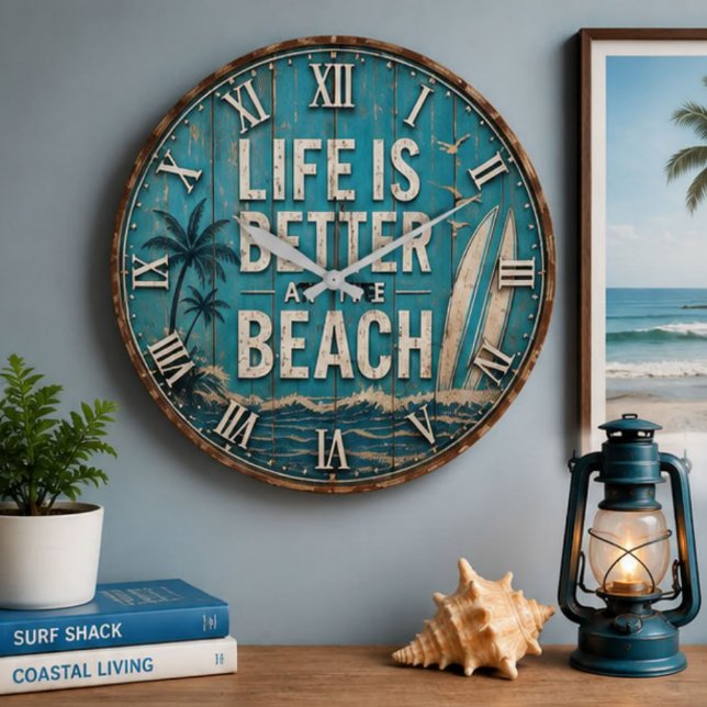 Life Is Better at the Beach Große Wanduhr (Von Creator hochgeladen)