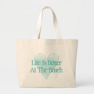 Life is better at the beach jumbo canvas tote bag stoffbeutel