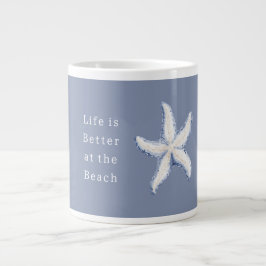 Life is Better Beach Blue White Starfish Jumbo-Tasse