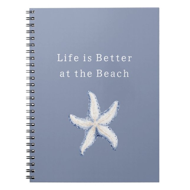Life is Better Beach Blue White Starfish Notizblock (Vorderseite)