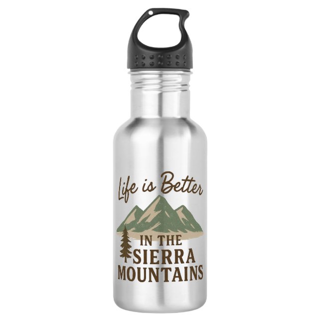 Life is Better in the Sierra Mountains Edelstahlflasche (Vorderseite)