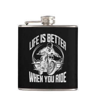 Life is Better When You Ride Motorcycle Skull Flachmann