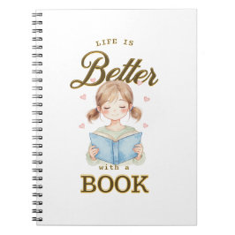 Life is Better with a Book Spiral Notebook Notizblock
